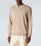 Giorgio Armani Embroidered linen-blend polo sweater