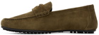 Versace Khaki Suede Penny Loafers