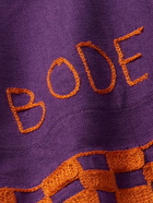 BODE - Straight-Leg Embroidered Cotton Shorts - Purple