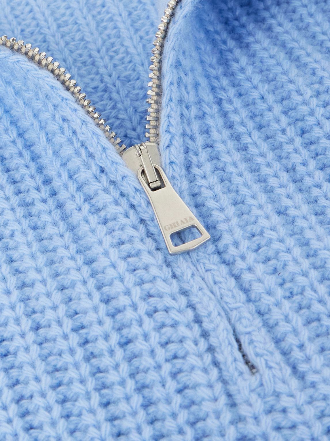 Ghiaia Cashmere - Ribbed Wool Half-Zip Sweater - Blue