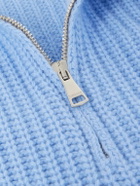 Ghiaia Cashmere - Ribbed Wool Half-Zip Sweater - Blue