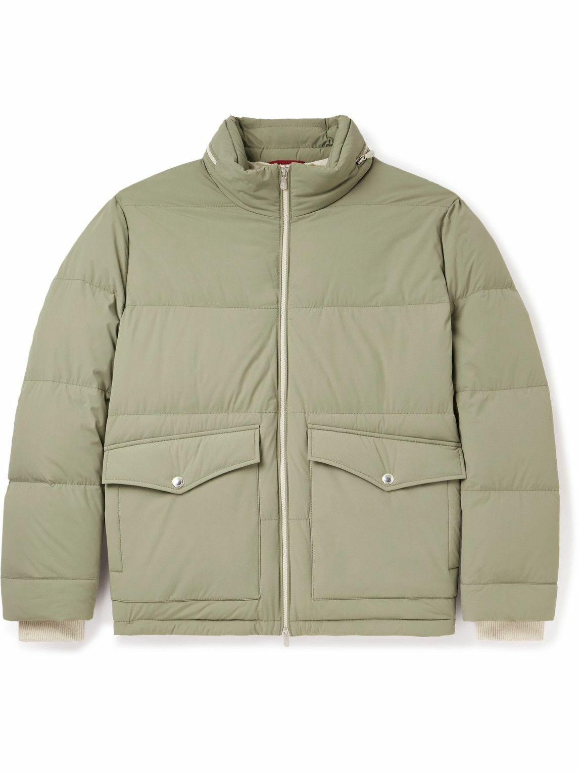 Photo: Brunello Cucinelli - Quilted Shell Hooded Down Jacket - Green