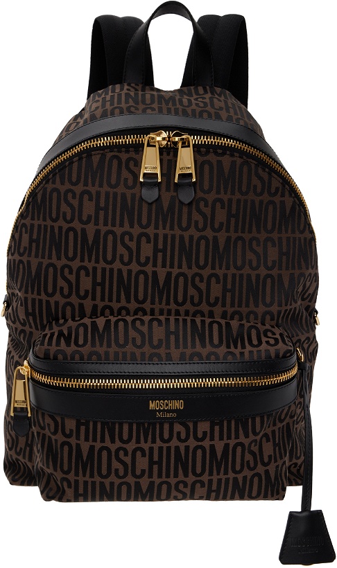 Photo: Moschino Brown Jacquard Logo Backpack