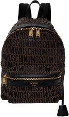Moschino Brown Jacquard Logo Backpack