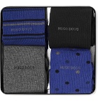Hugo Boss - Four-Pack Stretch Cotton-Blend Socks - Men - Blue