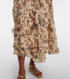 Ulla Johnson Adele printed silk-blend chiffon midi skirt