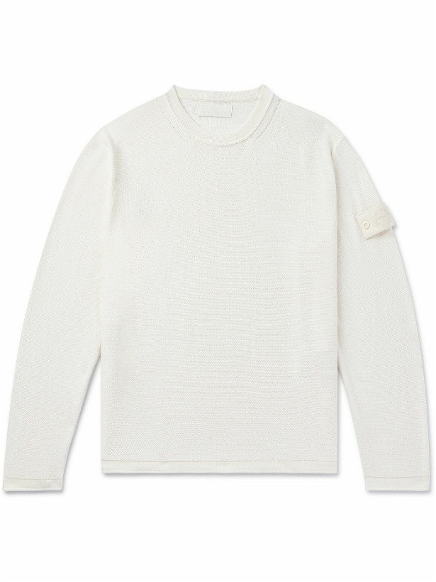 Photo: Stone Island - Ghost Logo-Appliquéd Cotton and Cashmere-Blend Sweater - White