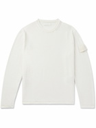 Stone Island - Ghost Logo-Appliquéd Cotton and Cashmere-Blend Sweater - White