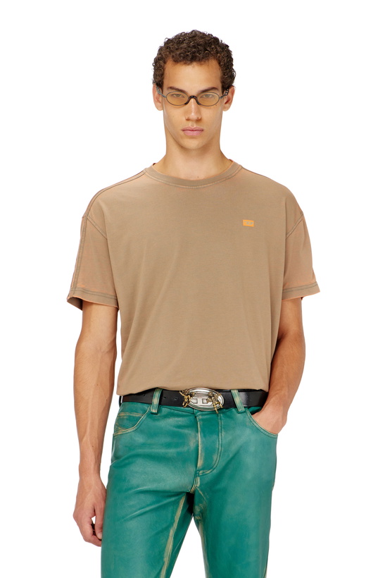 Photo: Diesel Long-sleeve T-shirt in burnout jersey - T-Shirts Mens in Brown