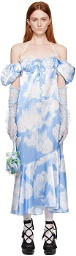 Yuhan Wang Blue Printed Midi Dress