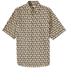 Valentino Men's Monogram Vacation Shirt in Beige/Black