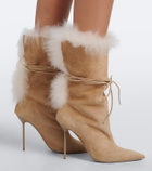 Paris Texas Lidia shearling-trimmed suede ankle boots