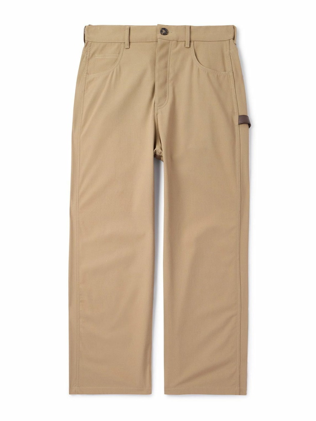 Photo: LOEWE - Carpenter Straight-Leg Leather-Trimmed Cotton-Twill Trousers - Neutrals