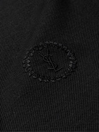 SAINT LAURENT - Slim-Fit Logo-Embroidered Wool-Piqué Polo Shirt - Black