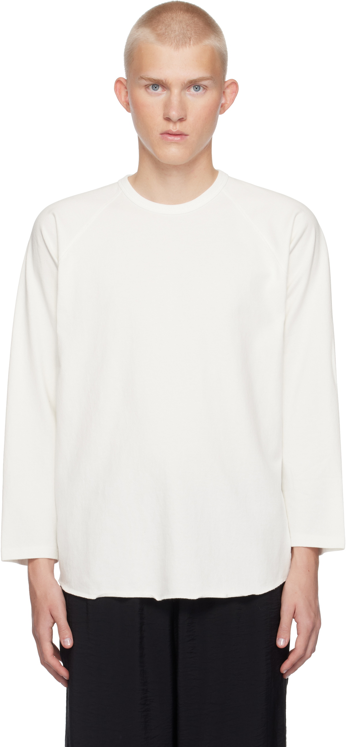 YLÈVE White Open End Cotton Pigment Dye Baseball T-shirt