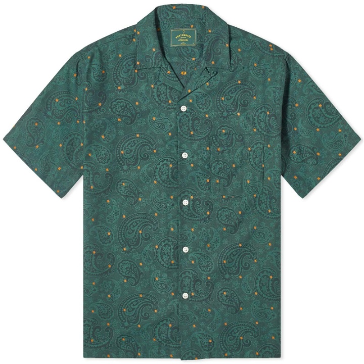 Photo: Portuguese Flannel Men's Paisley Jacquard Vacation Shirt in Green