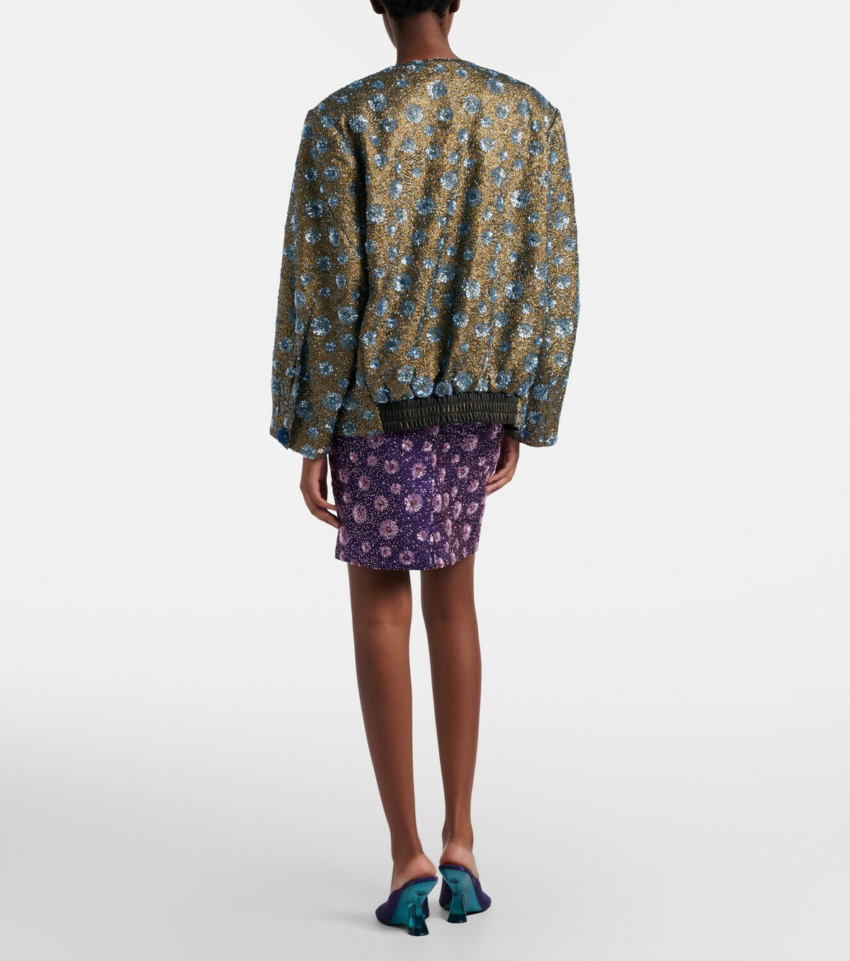 Jacques Wei Floral sequined pencil skirt