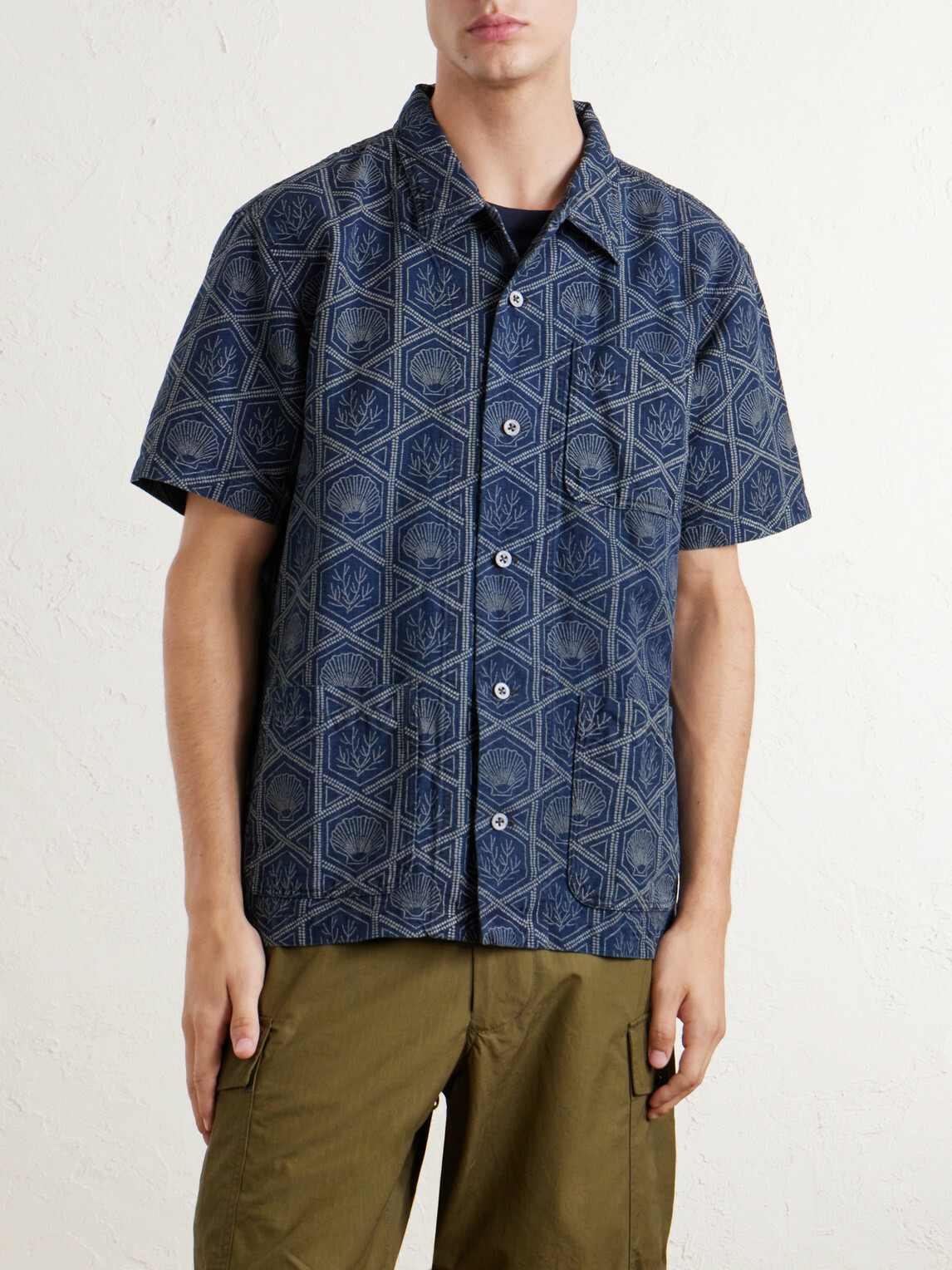 RRL - Printed Linen and Cotton-Blend Shirt - Blue