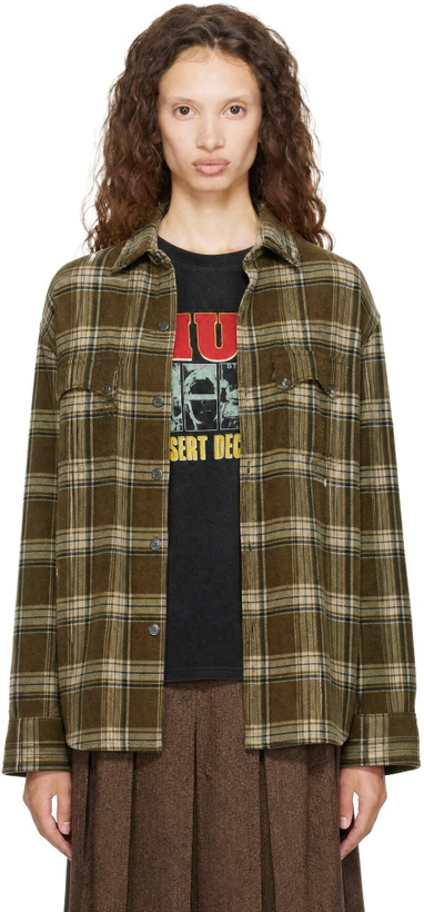 Photo: Rhude Khaki Aviano Cargo LS Flannel Shirt