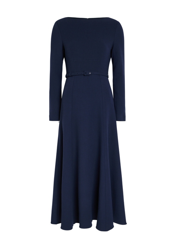 Photo: Roland Mouret Belted Wool Midi Dress Navy