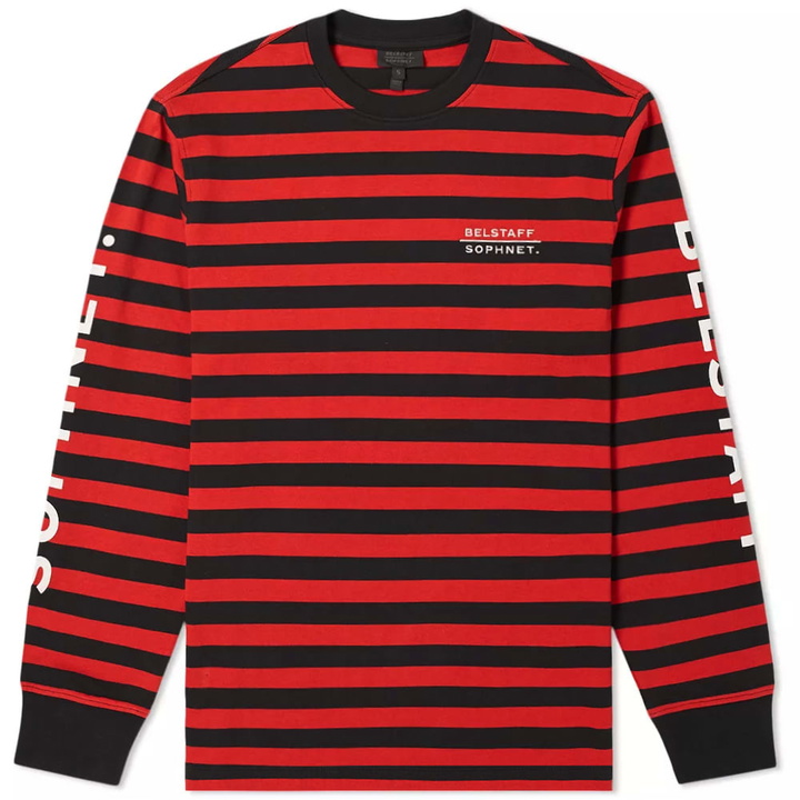 Photo: Belstaff x SOPHNET. Long Sleeve Brownstone Stripe Tee Red