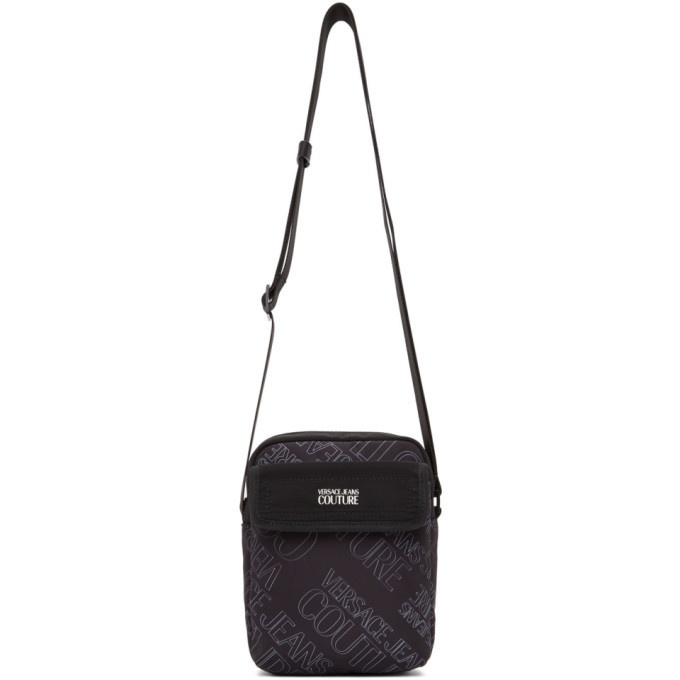 Photo: Versace Jeans Couture Black All Over Logo Messenger Bag
