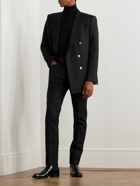 TOM FORD - Slim-Fit Straight-Leg Striped Metallic Woven Tuxedo Trousers - Black