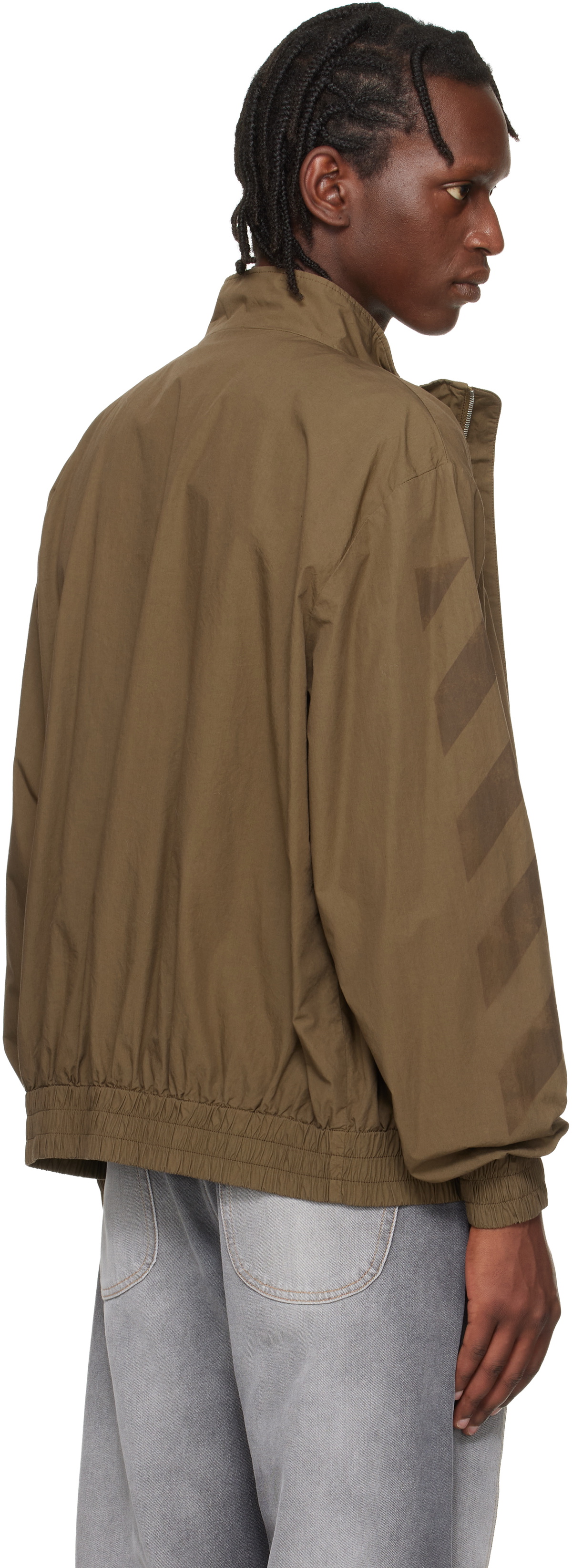 Off-White Khaki Diagonal Cotton Track Jacket