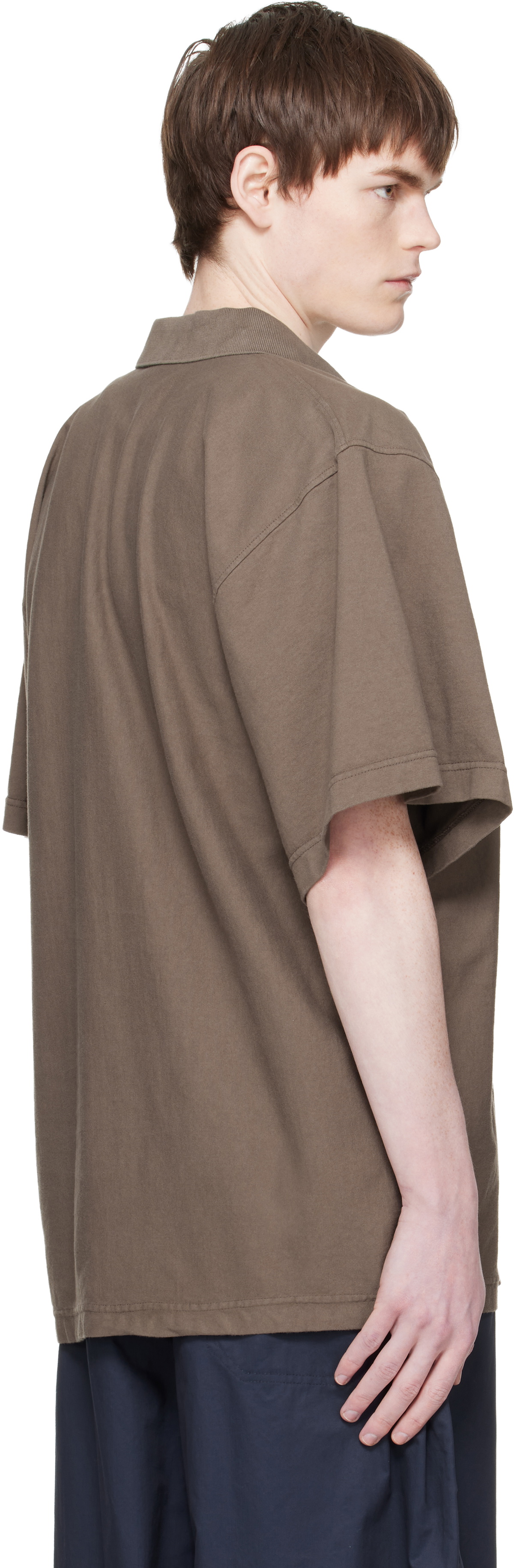 Hed Mayner Taupe Garment-Dyed Polo