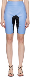 ABRA Black & Blue Wet Leather Shorts