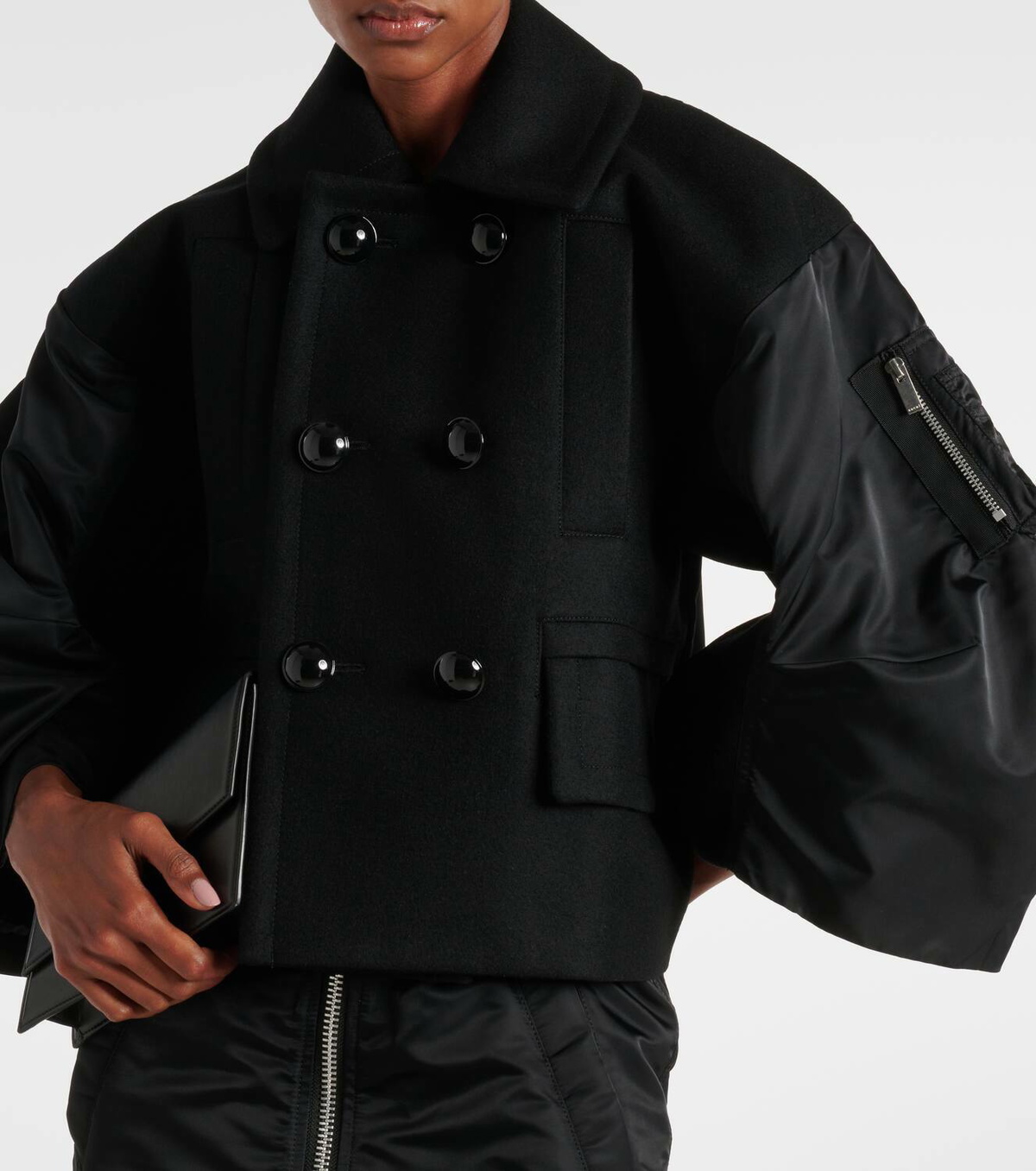 【送料&関税込】Sacai Black Twill Jacket Black Cotton Twill Jacket by sacai on Sale