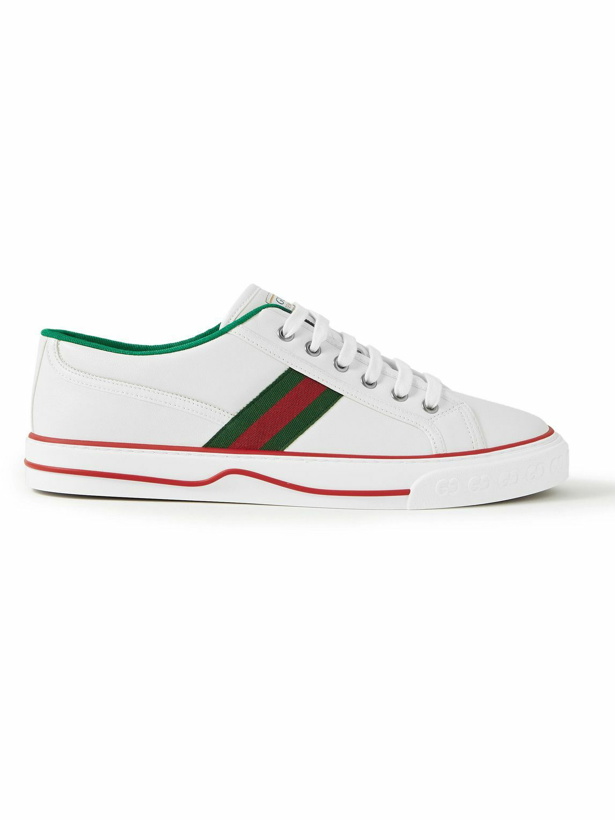 Photo: GUCCI - Tennis 1977 Webbing-Trimmed Leather Sneakers - White