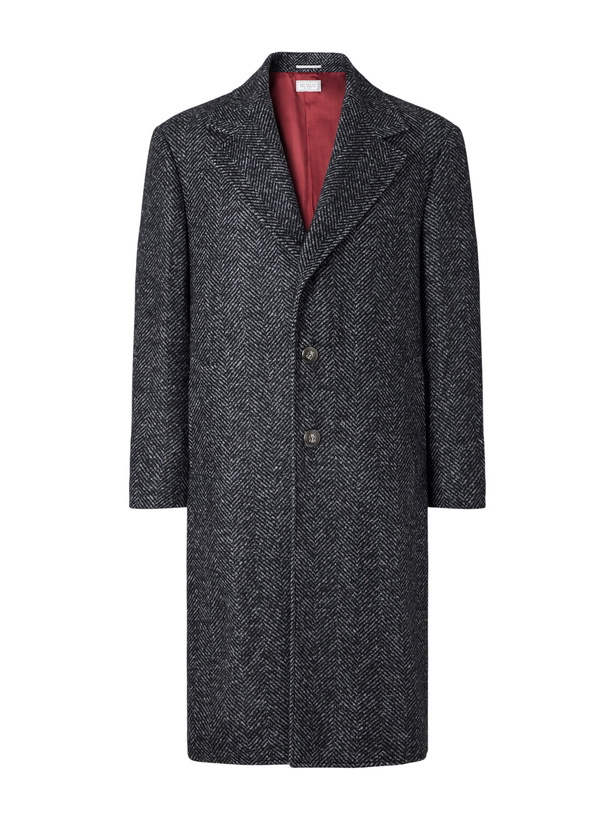 Photo: Brunello Cucinelli - Herringbone Twill Coat - Gray