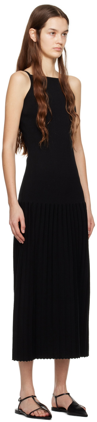 WYNN HAMLYN Black Accordion Slip Maxi Dress