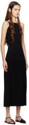 WYNN HAMLYN Black Accordion Slip Maxi Dress
