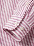 Etro - Slim-Fit Logo-Embroidered Striped Linen Shirt - Pink