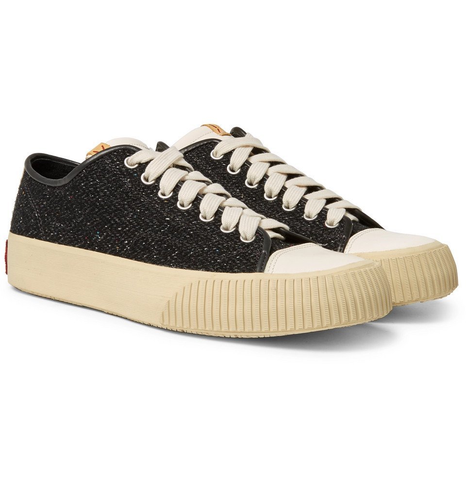 visvim - Skagway Leather-Trimmed Wool-Tweed Sneakers - Men - Black