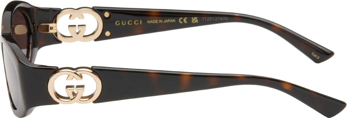 Gucci Brown Oval Frame Sunglasses