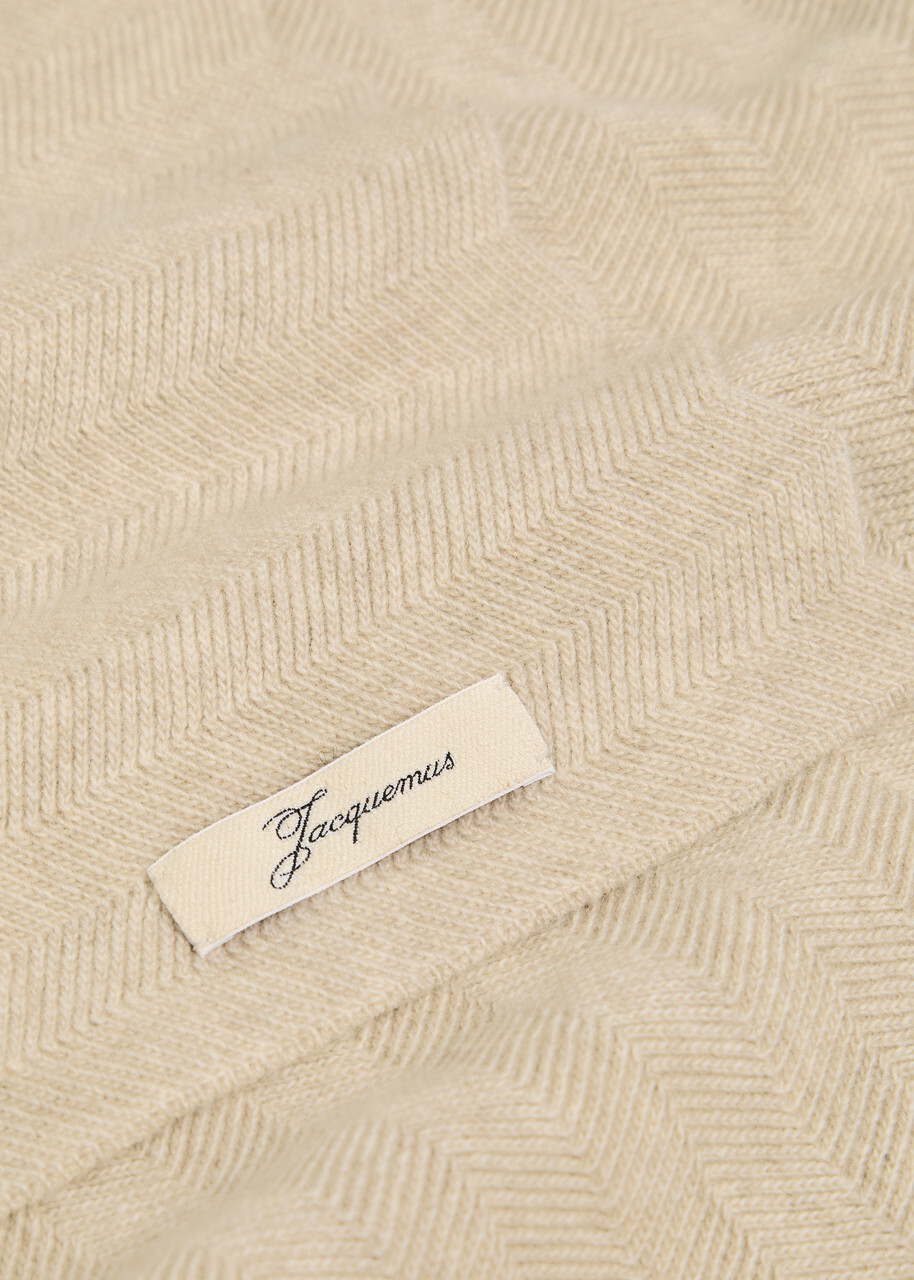 Jacquemus Le Chale Chevron Herringbone Wool and Cashmere-blend Scarf - Beige - One Size