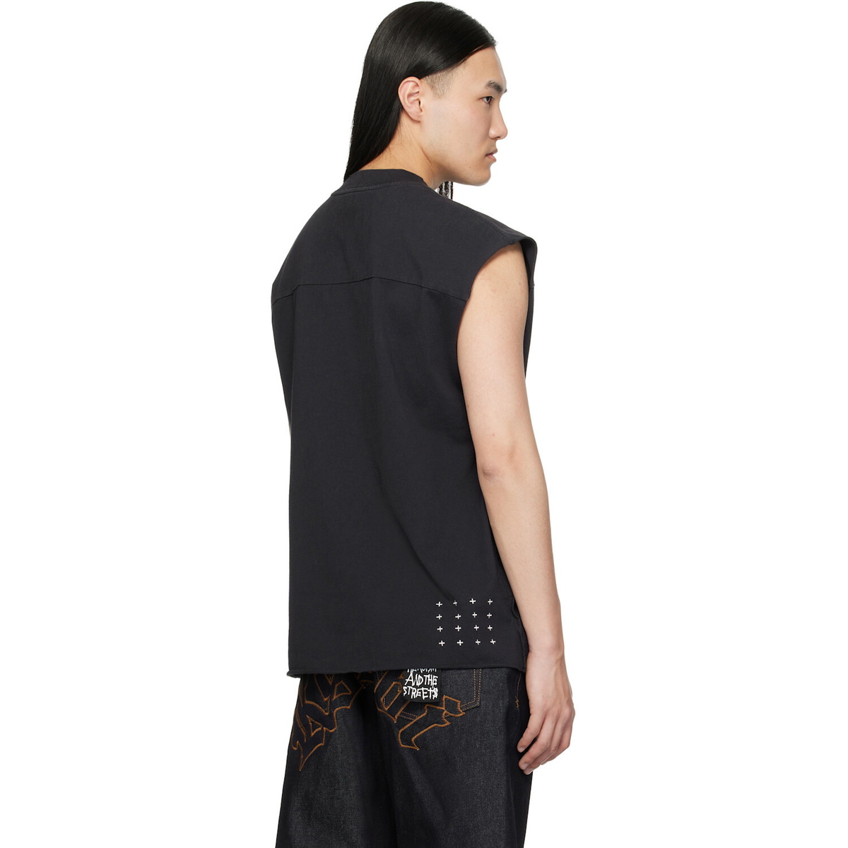 Ksubi Black Touchdown Ekcess Cut Off Tank Top