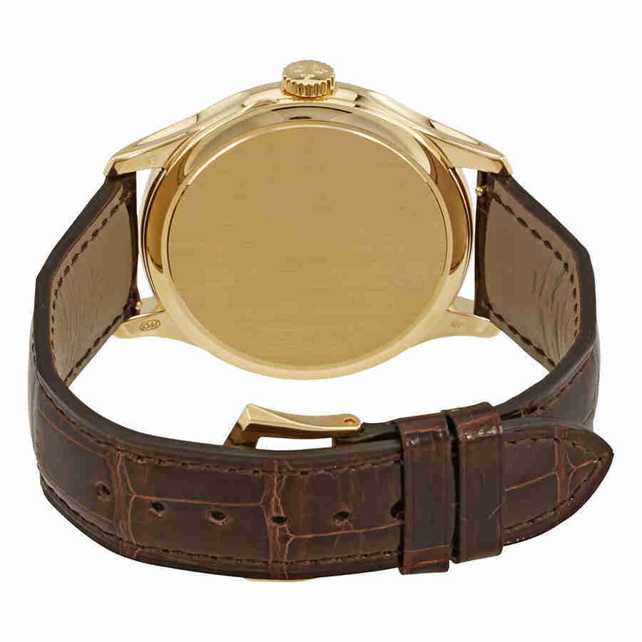 Patek Philippe Calatrava Ivory Dial 18kt Yellow Gold Brown Leather Mens Watch 5227J-001