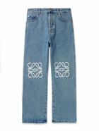 Loewe - Wide-Leg Logo-Embroidered Jeans - Blue