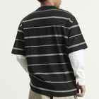 Comme des Garçons Homme Men's Horiztonal Stripe Long Sleeve Top in Black/Grey X Off-White