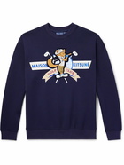 Maison Kitsuné - Logo-Embellished Jersey Golf Sweatshirt - Blue