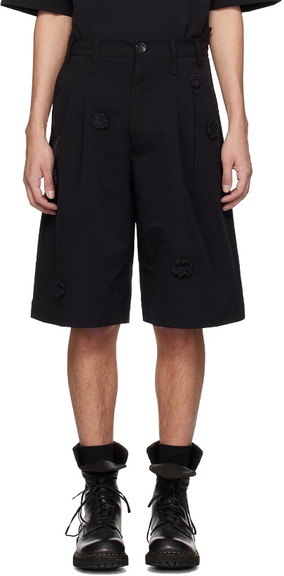 Photo: Song for the Mute Black Appliqué Shorts