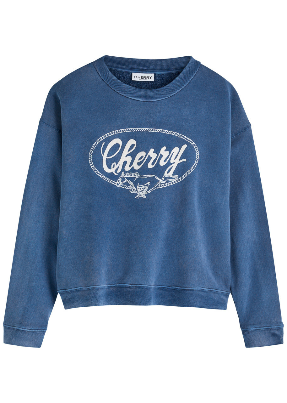 Cherry Los Angeles Logo-embroidered Cotton Sweatshirt Navy