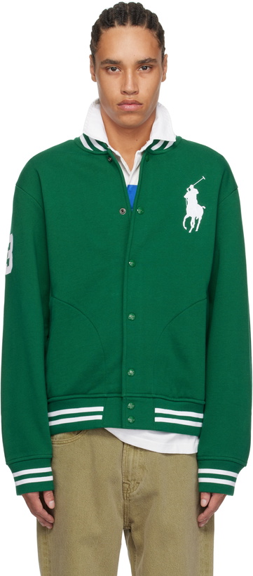 Photo: Polo Ralph Lauren Green Big Pony Fleece Baseball Bomber Jacket