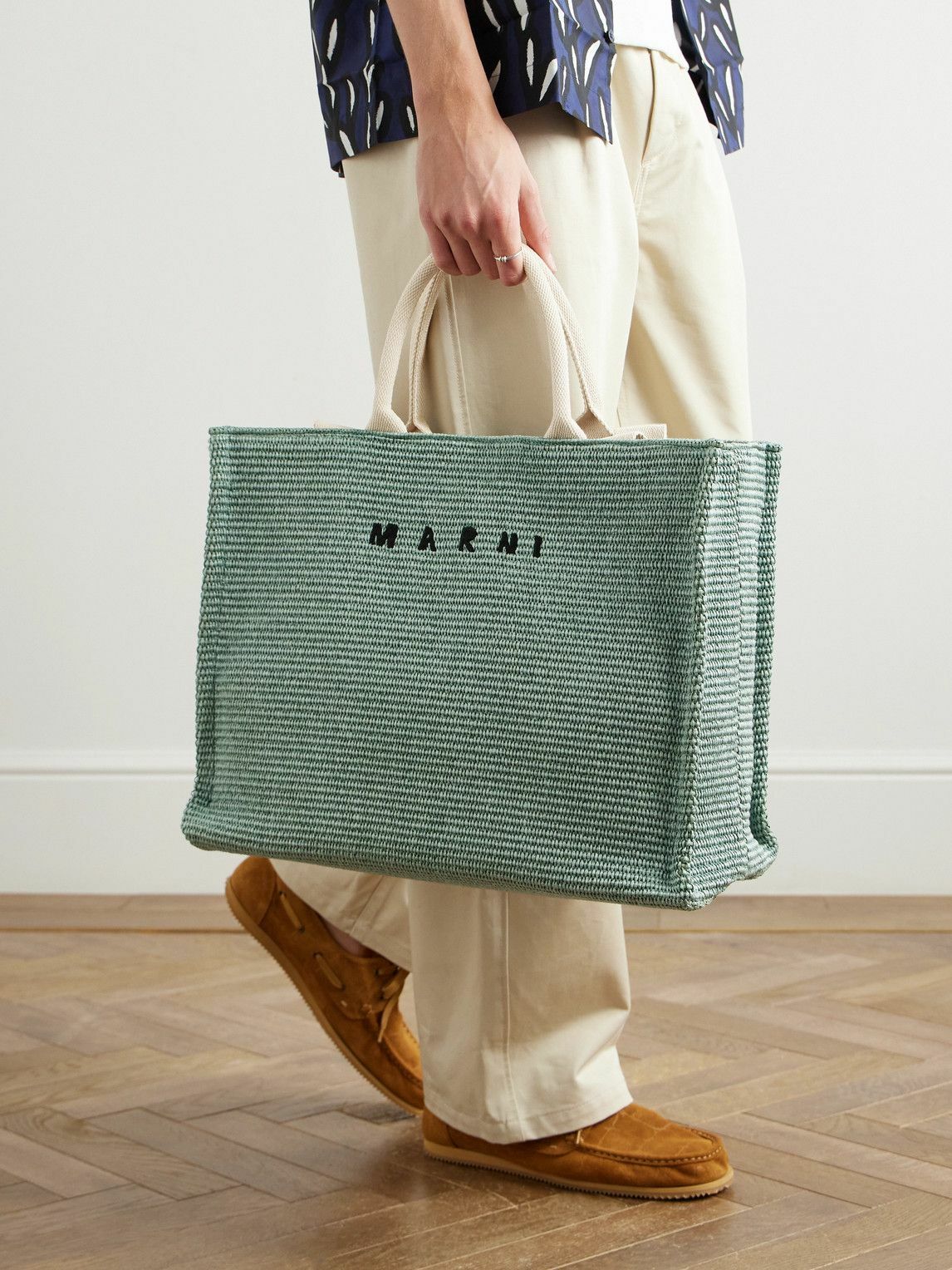 Marni - Logo-Embroidered Woven Raffia Tote Bag Marni