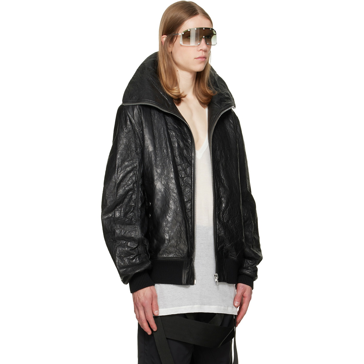 Rick Owens Black Tower Dracuflight Leather Jacket