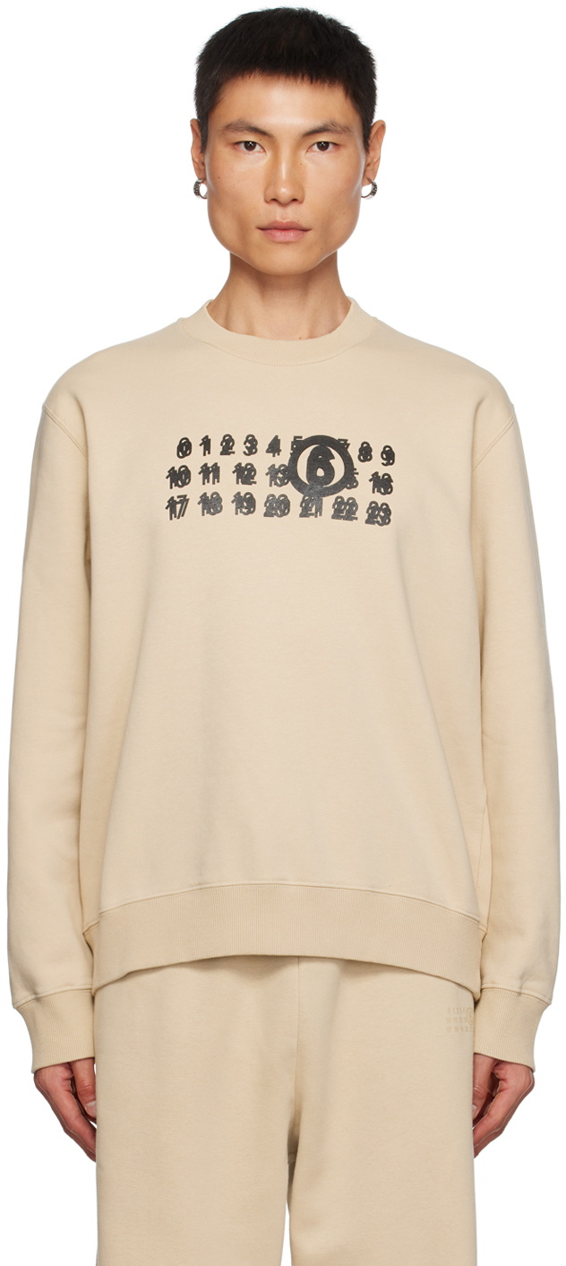 MM6 Maison Margiela Beige Printed Sweatshirt MM6 Maison Margiela MM6 Maison Margiela Beige Printed Sweatshirt MM6 Maison Margiela